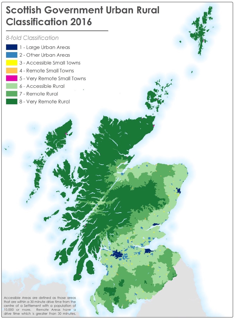 Scottish Government Urban/Rural Classification, 2016, 8 Fold Classification